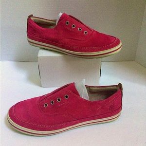 Timberland Earthkeepers Womens 8 Dark Pink Sueded laceless slip on sneaker shoes